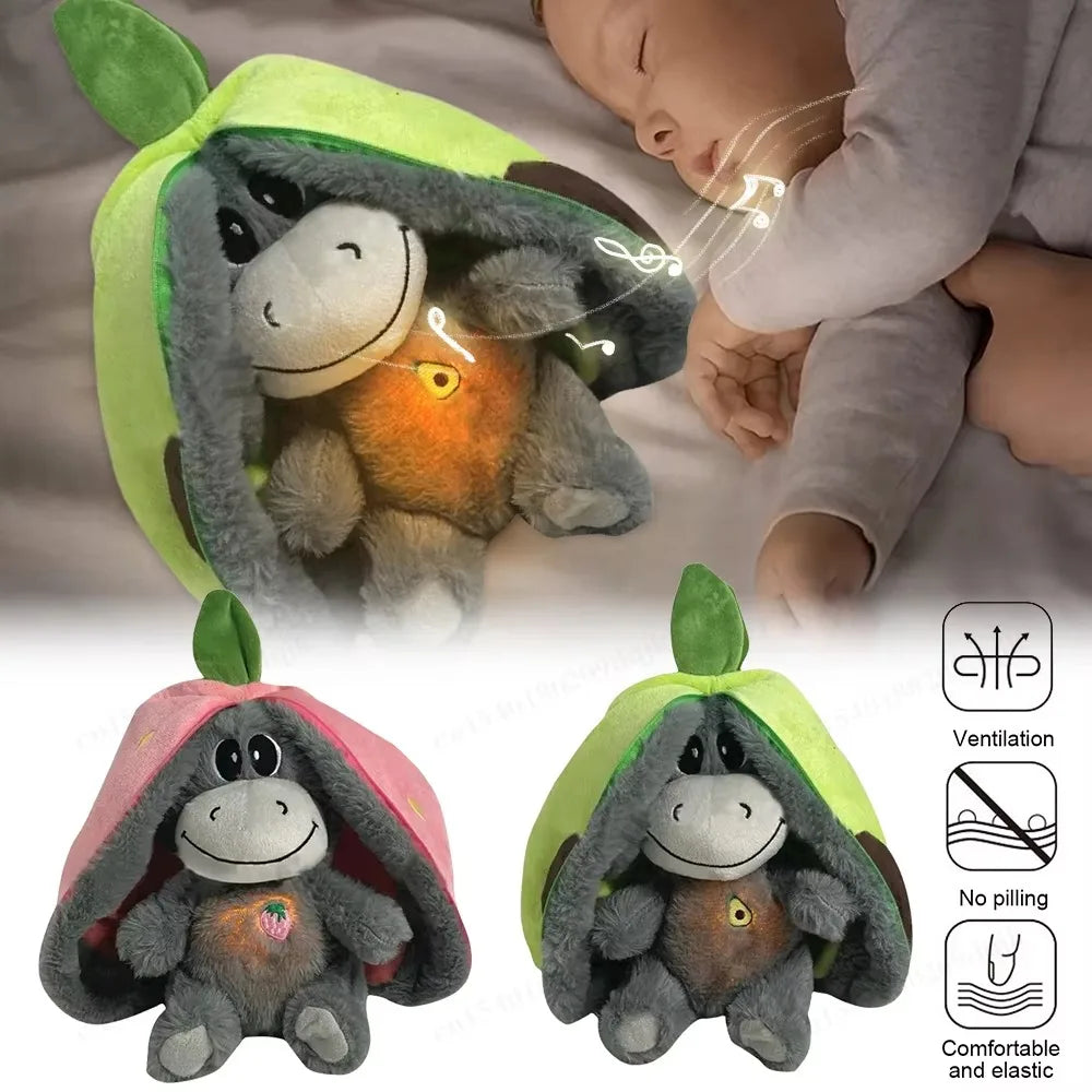 12.6inch Luminous Breathing Doll Plush with Motion Lights Baby Sleeping Toys Soft Strawberry Cartoon Plush Doll Early Childhood