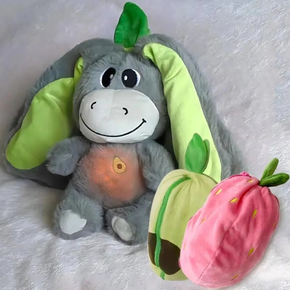 12.6inch Luminous Breathing Doll Plush with Motion Lights Baby Sleeping Toys Soft Strawberry Cartoon Plush Doll Early Childhood